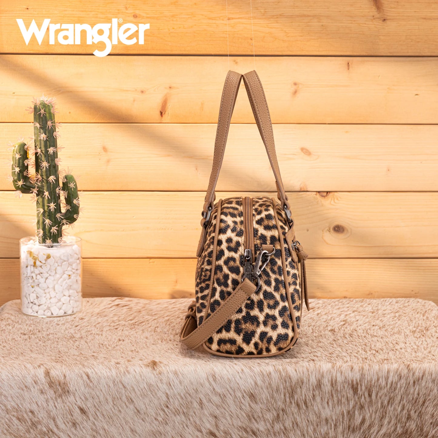 Wrangler Leopard Print Satchel Crossbody Bag