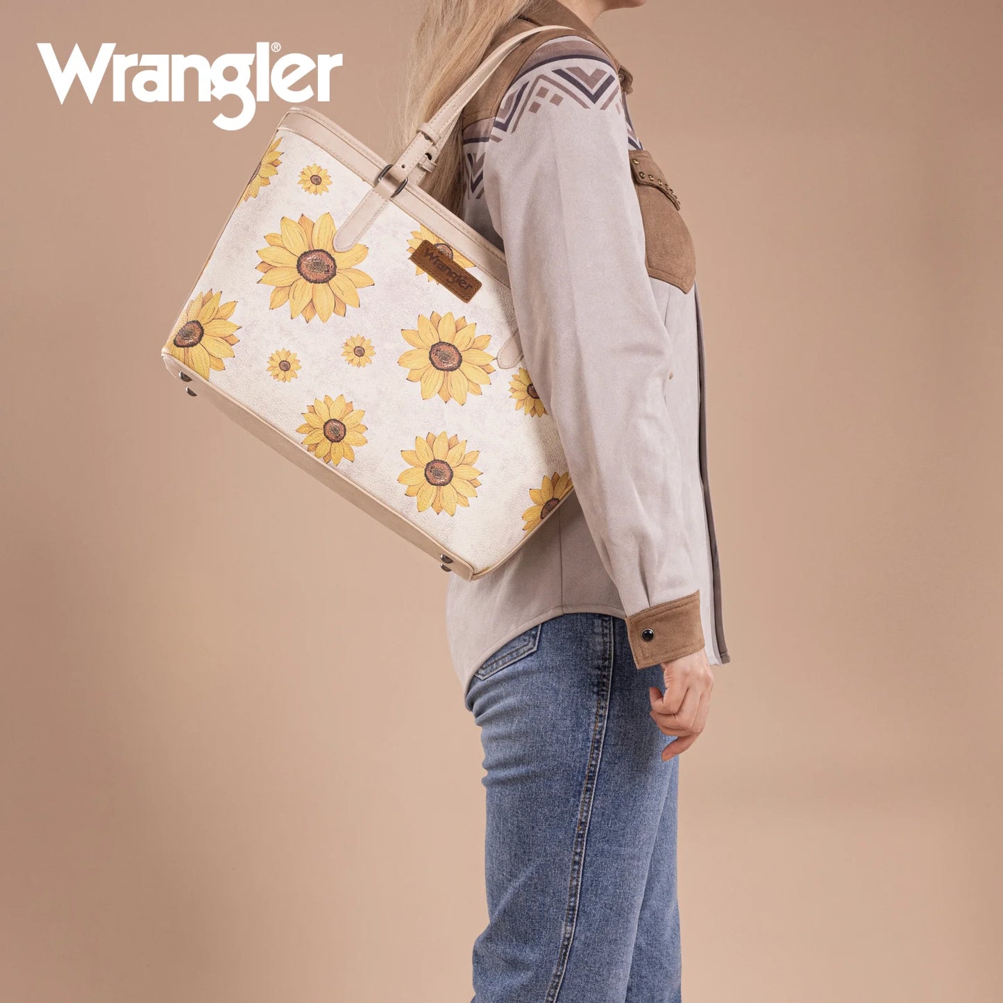 Wrangler Sunflower Print Tote Bag - Beige