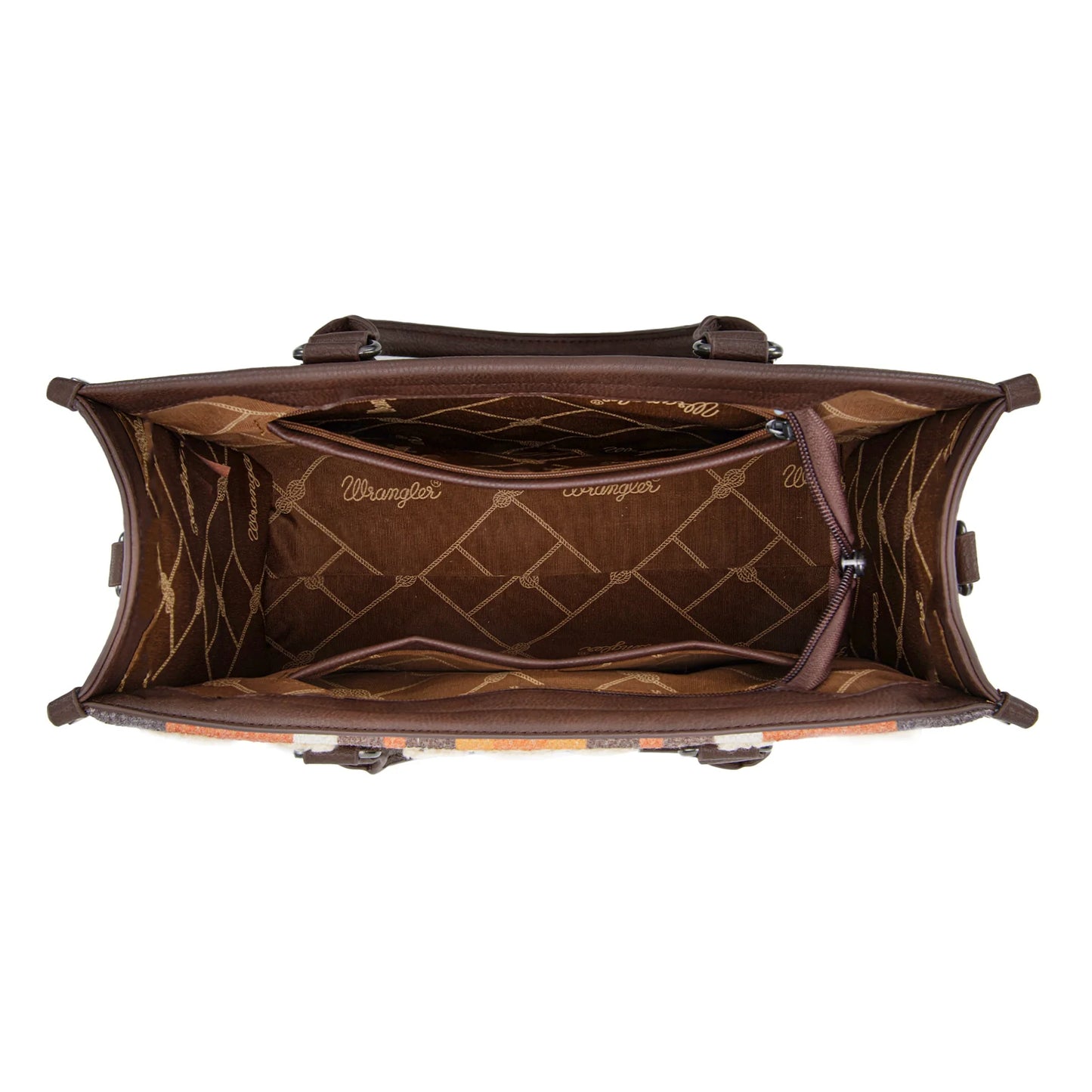 Wrangler Sherpa Aztec Canvas Tote/Crossbody - Coffee