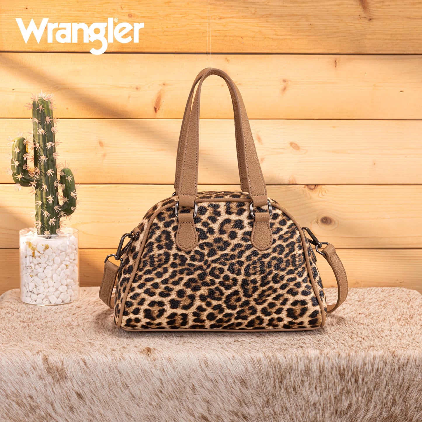 Wrangler Leopard Print Satchel Crossbody Bag