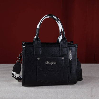 Wrangler Cow Print Concealed Carry Tote/Crossbody - Black