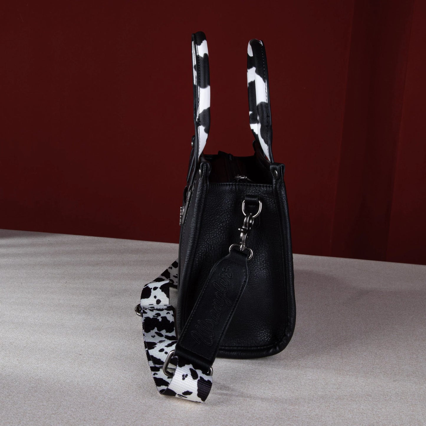 Wrangler Cow Print Concealed Carry Tote/Crossbody - Black