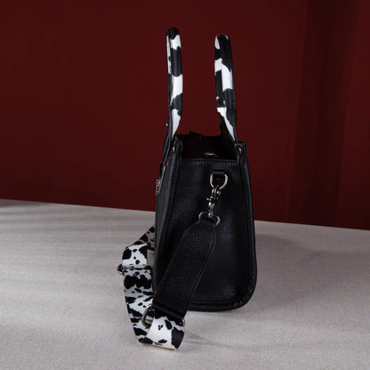 Wrangler Cow Print Concealed Carry Tote/Crossbody - Black