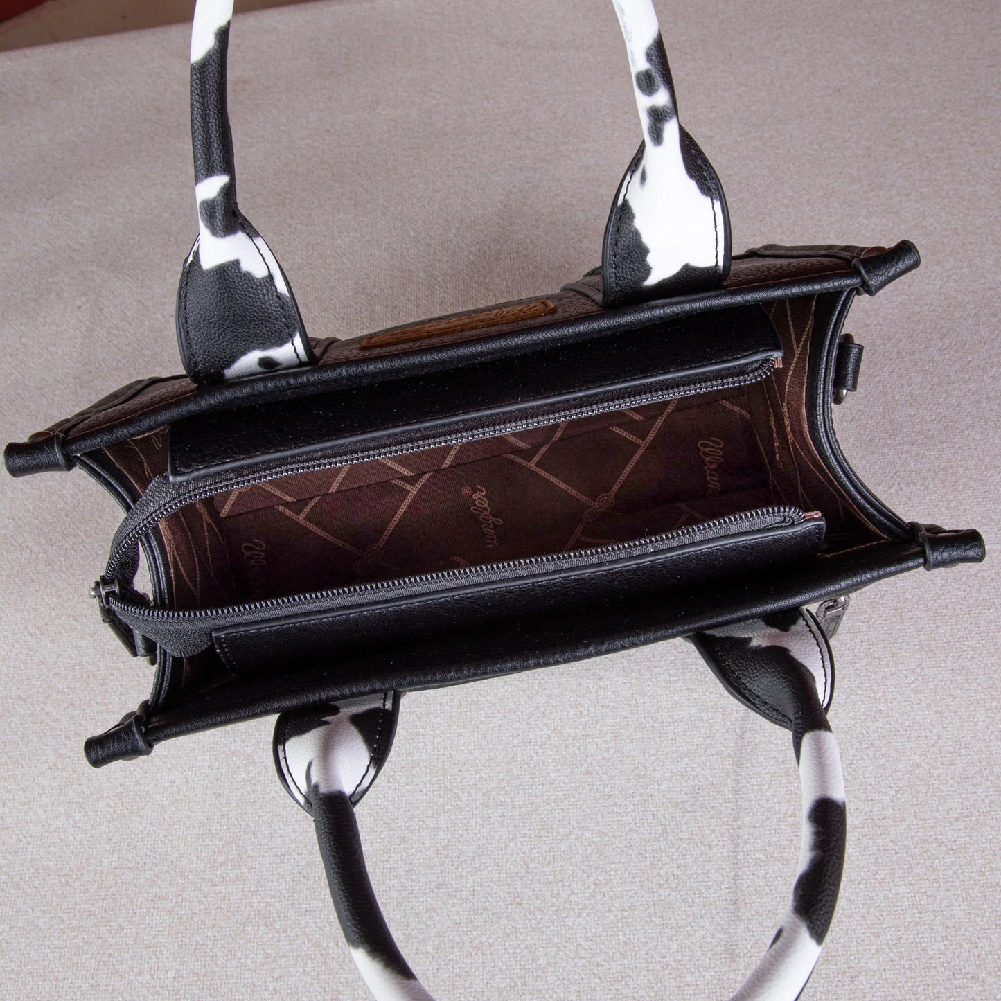 Wrangler Cow Print Concealed Carry Tote/Crossbody - Black