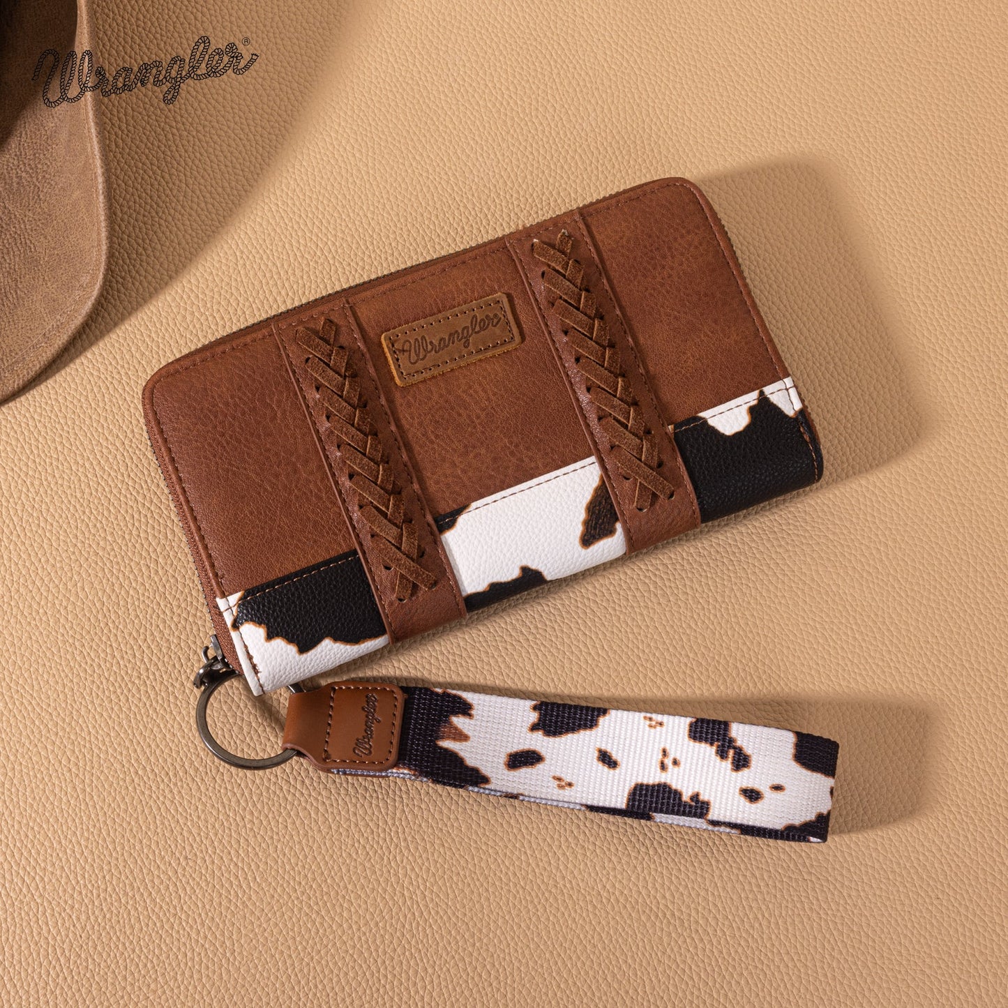 Wrangler Cow Print Wallet -Brown
