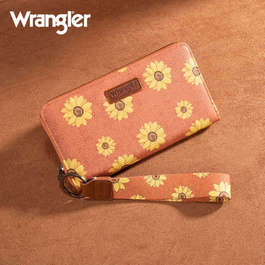 Wrangler Sunflower Print PU Leather Wallet-Brown