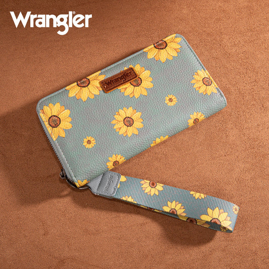 Wrangler Sunflower Print PU Leather Wallet- Jean