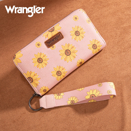 Wrangler Sunflower Print PU Leather Wallet- Pink
