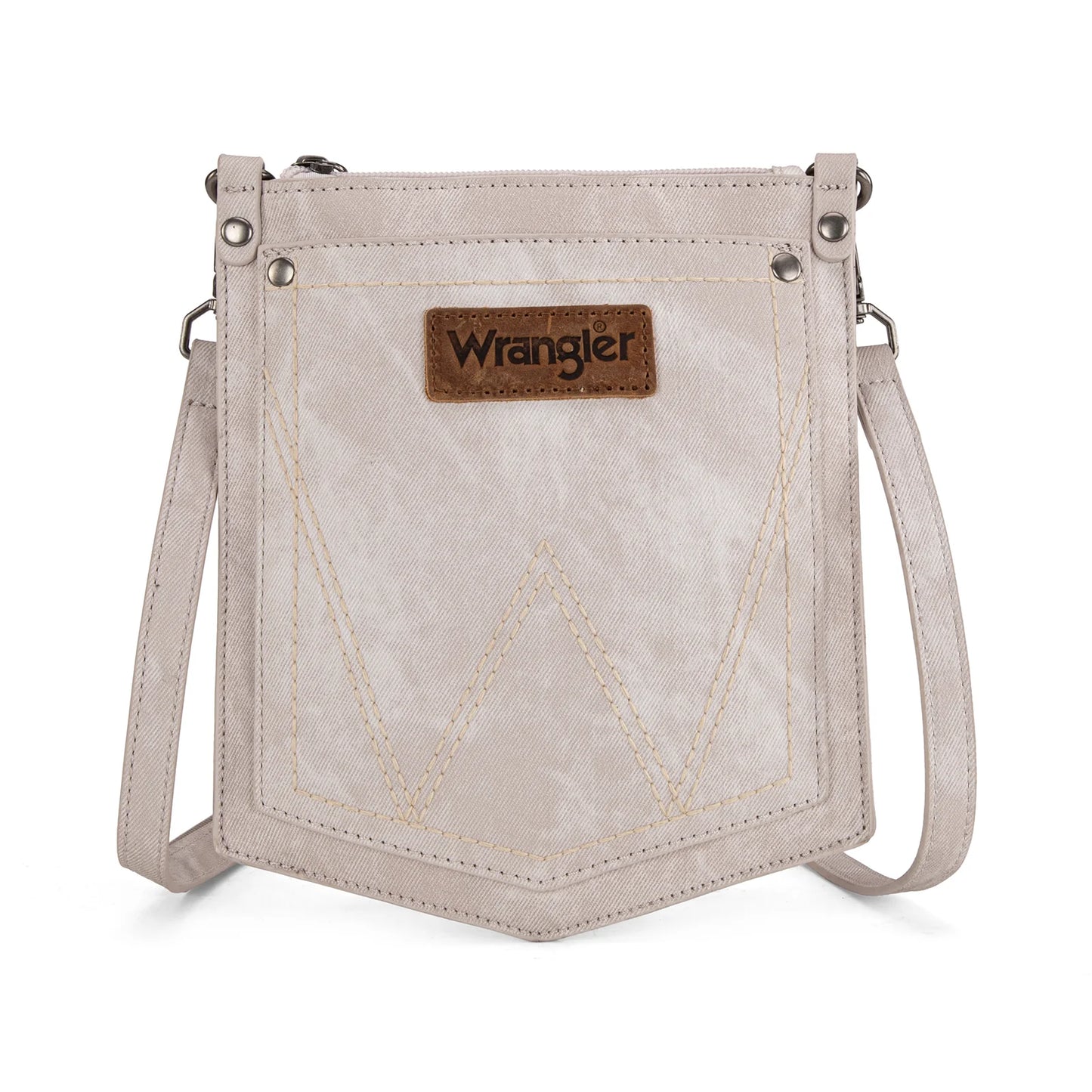 Wrangler "W" Stitch Water Repellent Denim Pocket Crossbody- Beige