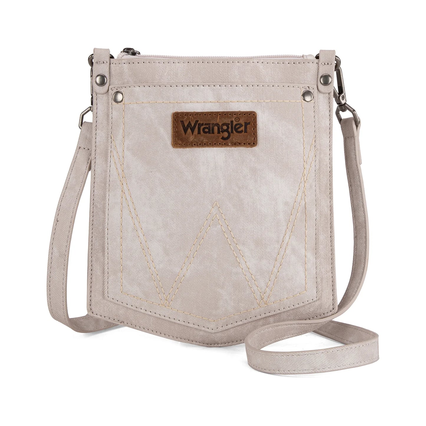 Wrangler "W" Stitch Water Repellent Denim Pocket Crossbody- Beige