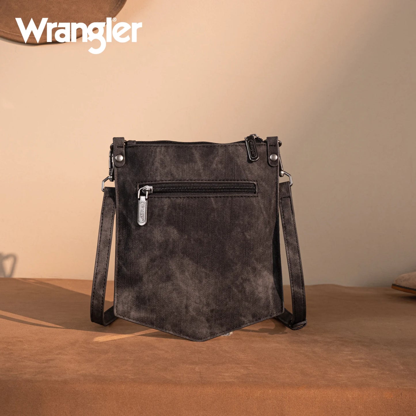 Wrangler "W" Stitch Water Repellent Denim Pocket Crossbody- Black