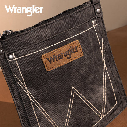 Wrangler "W" Stitch Water Repellent Denim Pocket Crossbody- Black