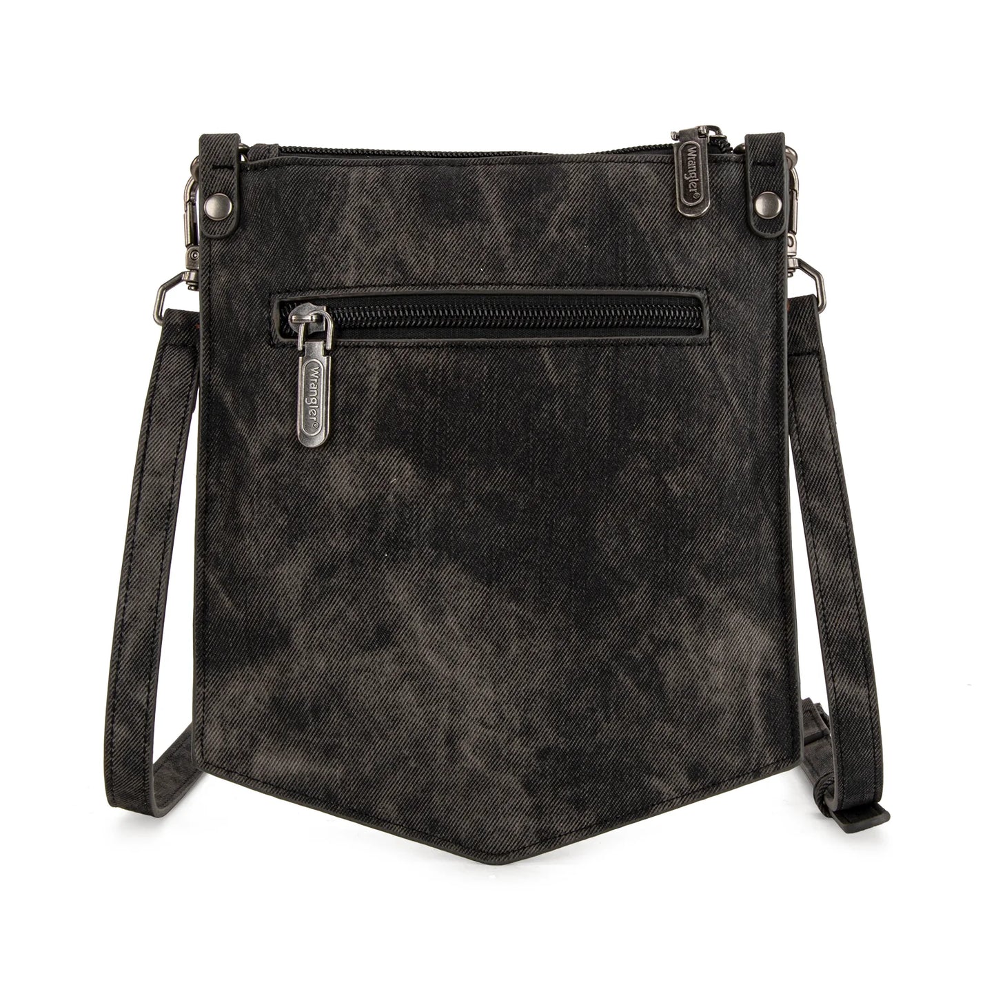 Wrangler "W" Stitch Water Repellent Denim Pocket Crossbody- Black