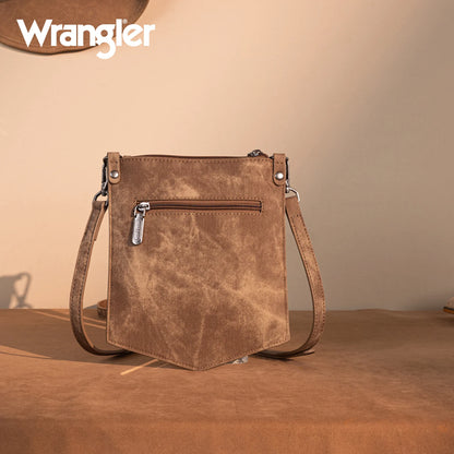 Wrangler "W" Stitch Water Repellent Denim Pocket Crossbody- Brown