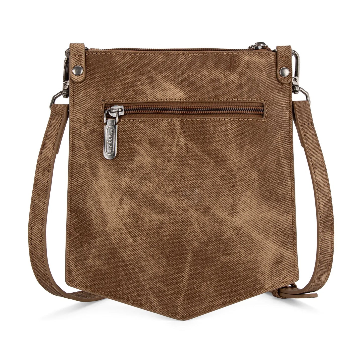 Wrangler "W" Stitch Water Repellent Denim Pocket Crossbody- Brown