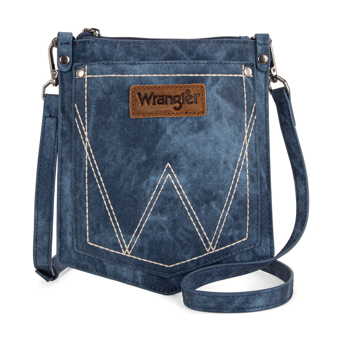 Wrangler "W" Stitch Water Repellent Denim Pocket Crossbody- Jean