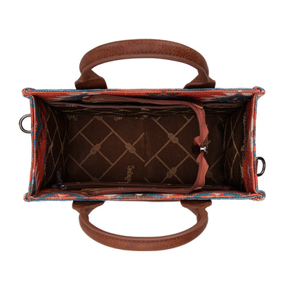 Wrangler Aztec Pattern Dual Sided Print -Tote/Crossbody -Burgundy