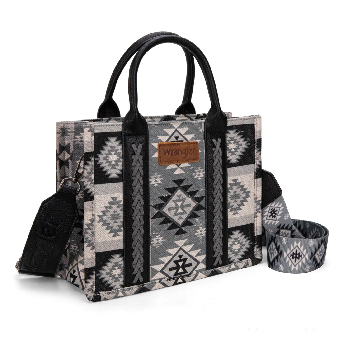Wrangler Aztec Pattern Dual Sided Print -Tote/Crossbody -Black