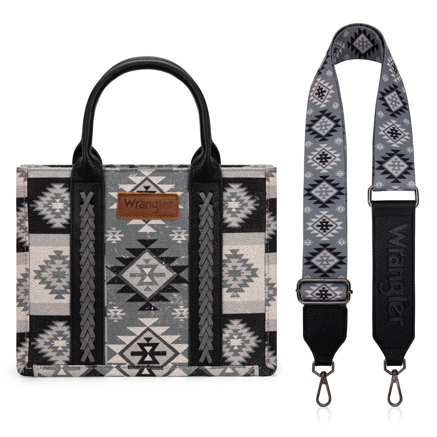 Wrangler Aztec Pattern Dual Sided Print -Tote/Crossbody -Black