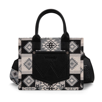 Wrangler Aztec Pattern Dual Sided Print -Tote/Crossbody -Black