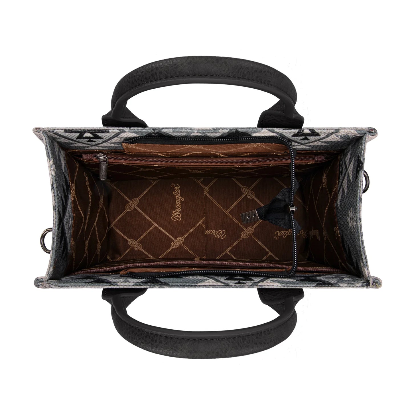 Wrangler Aztec Pattern Dual Sided Print -Tote/Crossbody -Black
