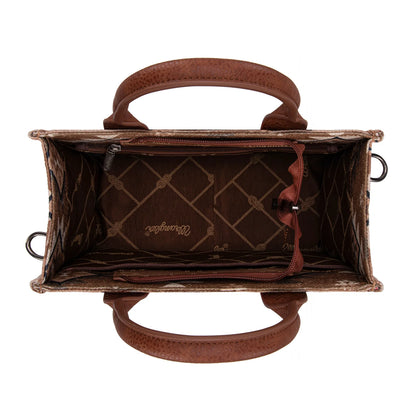 Wrangler Aztec Pattern Dual Sided Print -Tote/Crossbody -Brown