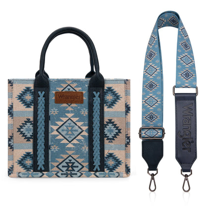 Wrangler Aztec Pattern Dual Sided Print -Tote/Crossbody -Jean