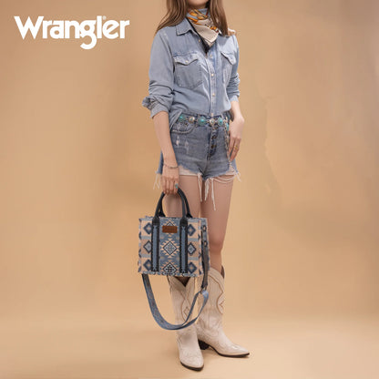 Wrangler Aztec Pattern Dual Sided Print -Tote/Crossbody -Jean