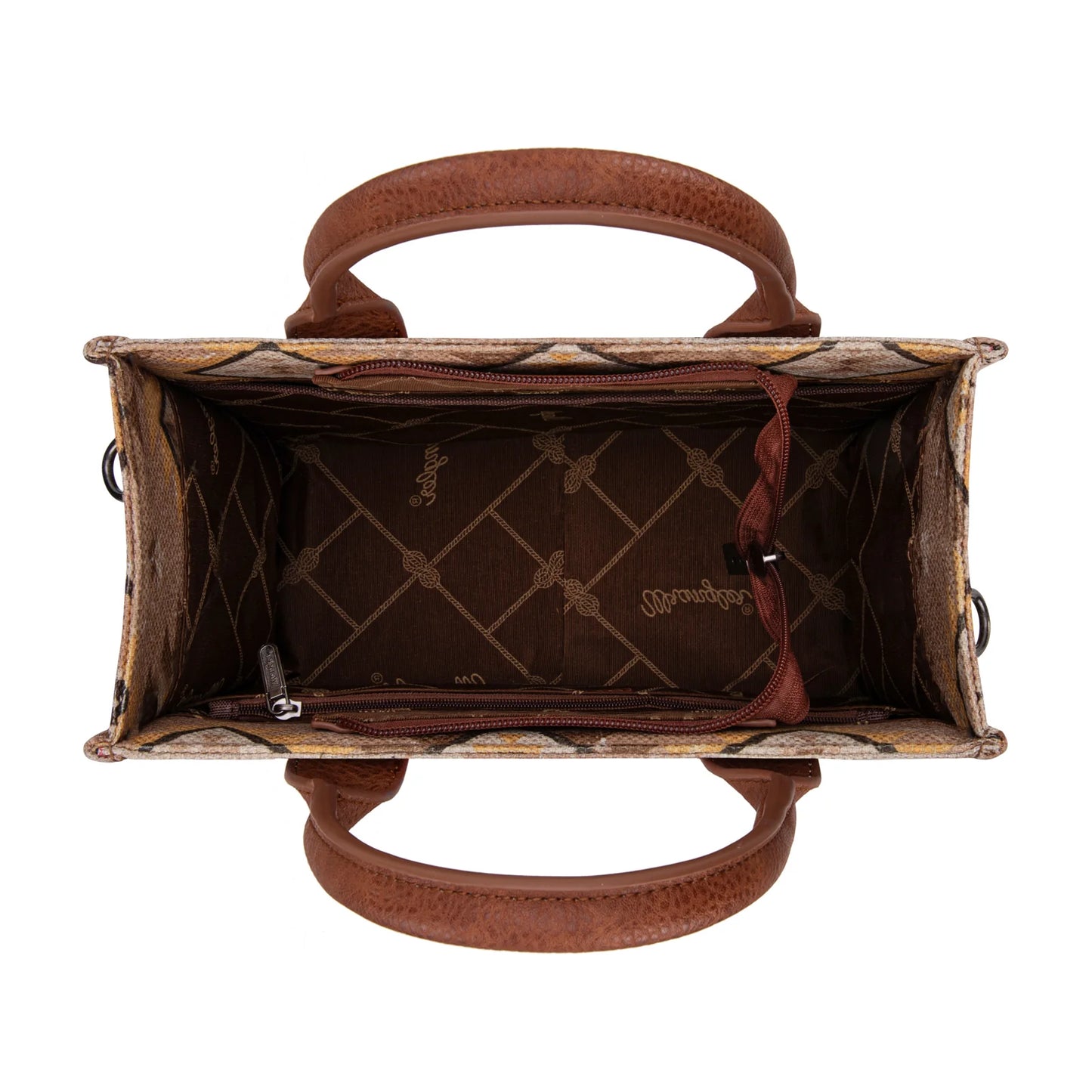 Wrangler Aztec Pattern Dual Sided Print -Tote/Crossbody - Light Brown