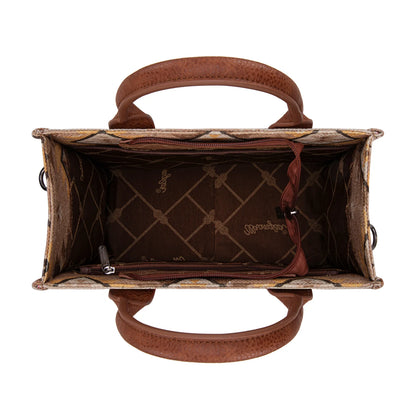 Wrangler Aztec Pattern Dual Sided Print -Tote/Crossbody - Light Brown