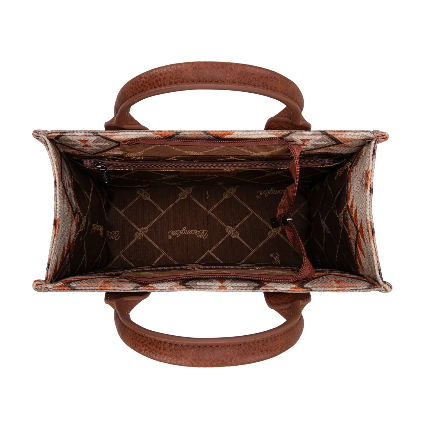 Wrangler Aztec Pattern Dual Sided Print -Tote/Crossbody -Tan
