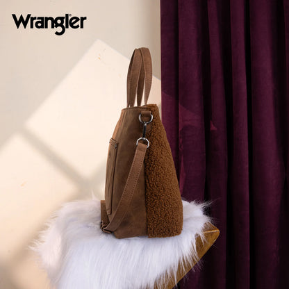 Wrangler Sherpa Aztec Sherpa Tote/Crossbody - Brown