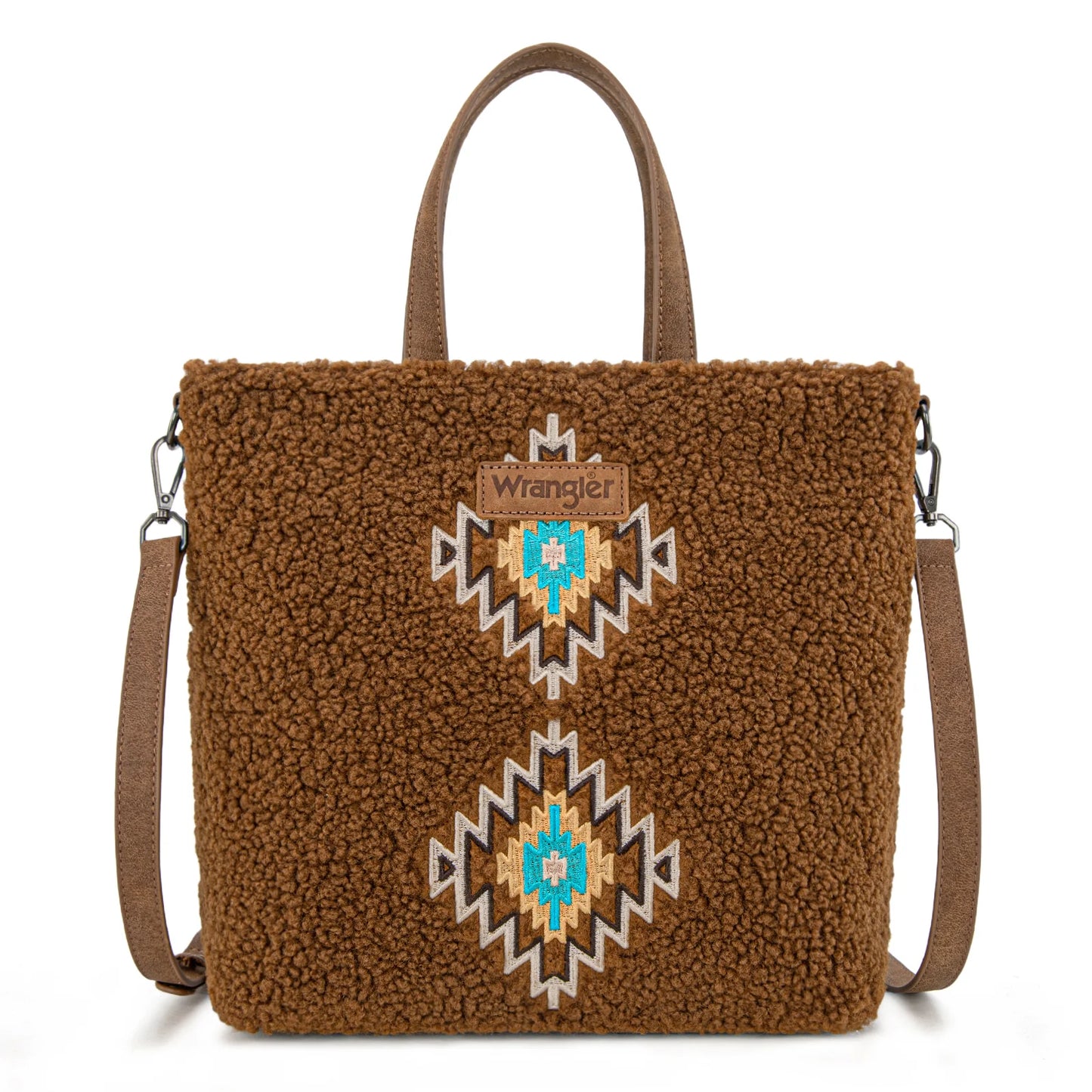 Wrangler Sherpa Aztec Sherpa Tote/Crossbody - Brown