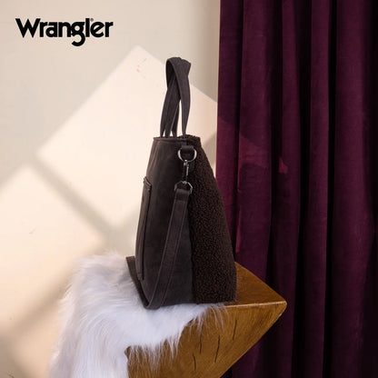Wrangler Sherpa Aztec Sherpa Tote/Crossbody - Coffee