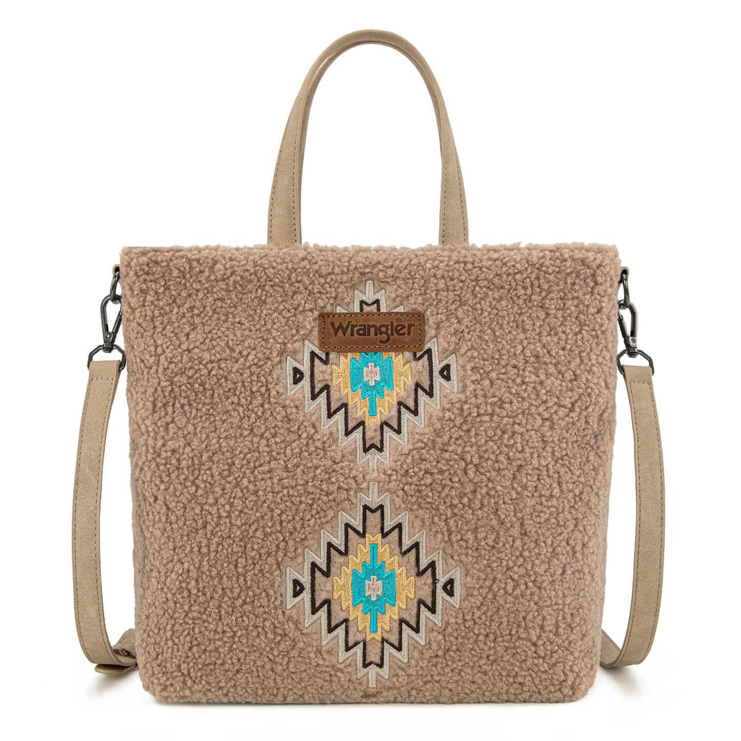Wrangler Sherpa Aztec Sherpa Tote/Crossbody - Tan