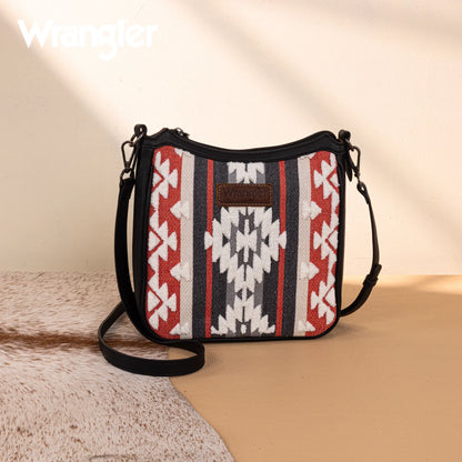 Wrangler Sherpa Aztec Canvas Crossbody - Black