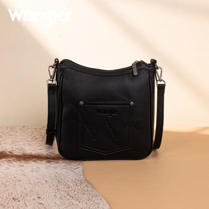 Wrangler Sherpa Aztec Canvas Crossbody - Black