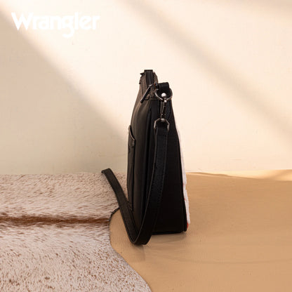 Wrangler Sherpa Aztec Canvas Crossbody - Black
