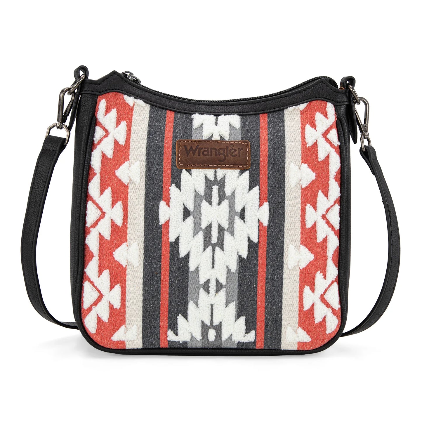 Wrangler Sherpa Aztec Canvas Crossbody - Black