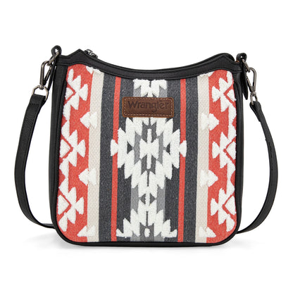 Wrangler Sherpa Aztec Canvas Crossbody - Black