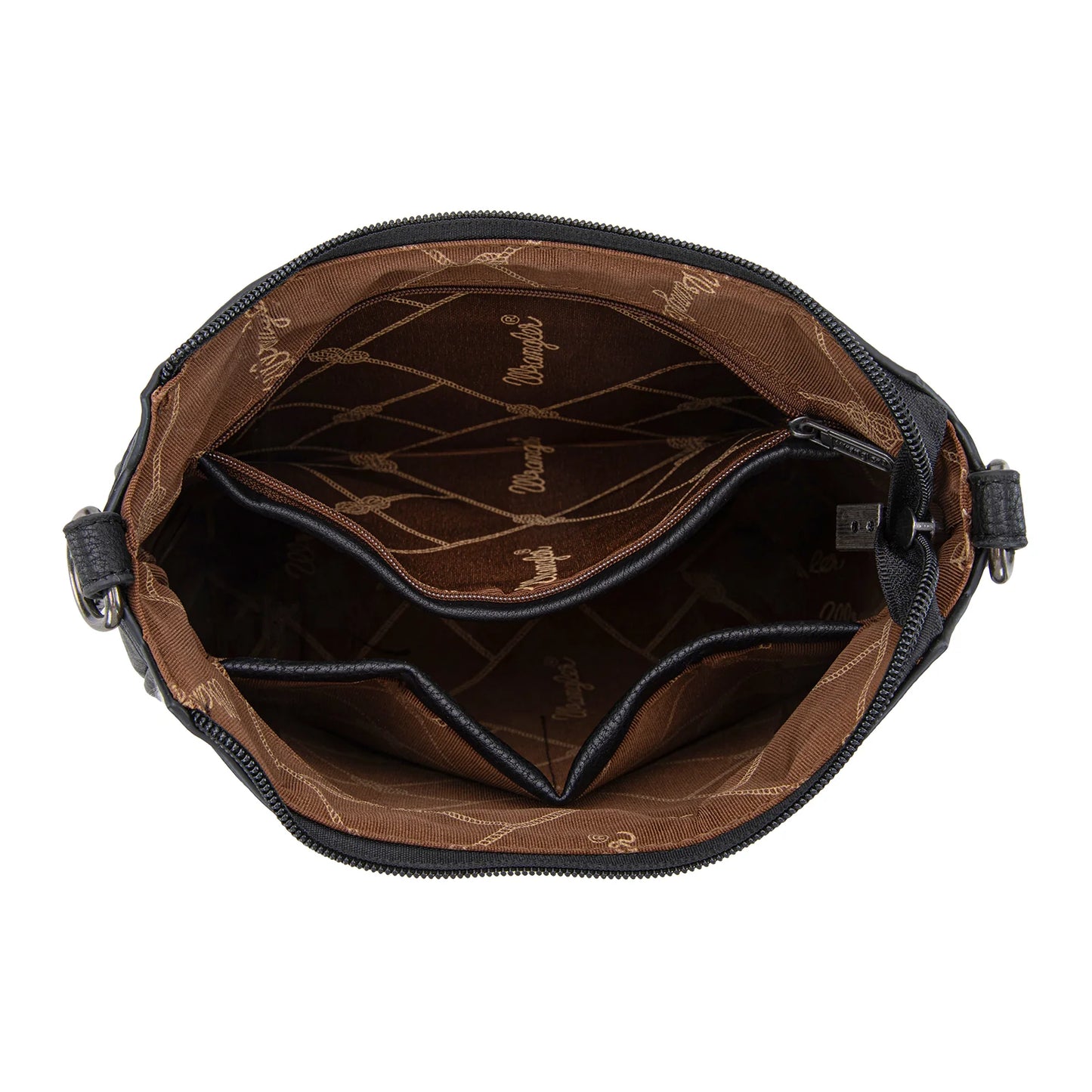 Wrangler Sherpa Aztec Canvas Crossbody - Black