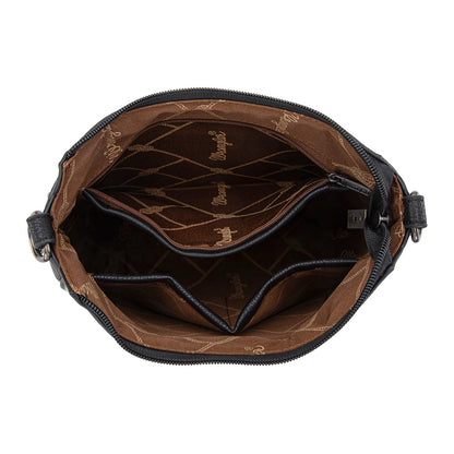 Wrangler Sherpa Aztec Canvas Crossbody - Black