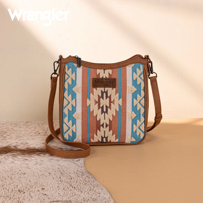 Wrangler Sherpa Aztec Canvas Crossbody - Brown