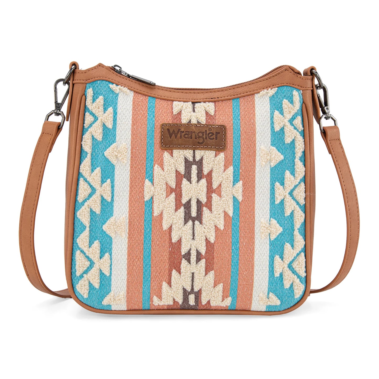 Wrangler Sherpa Aztec Canvas Crossbody - Brown