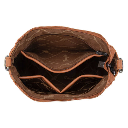 Wrangler Sherpa Aztec Canvas Crossbody - Brown