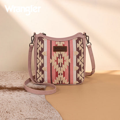 Wrangler Sherpa Aztec Canvas Crossbody - Dark Pink