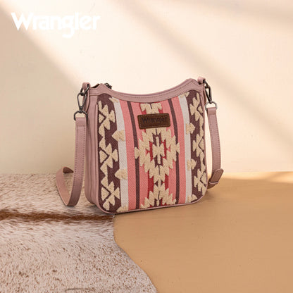 Wrangler Sherpa Aztec Canvas Crossbody - Dark Pink