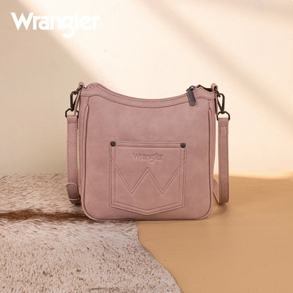 Wrangler Sherpa Aztec Canvas Crossbody - Dark Pink