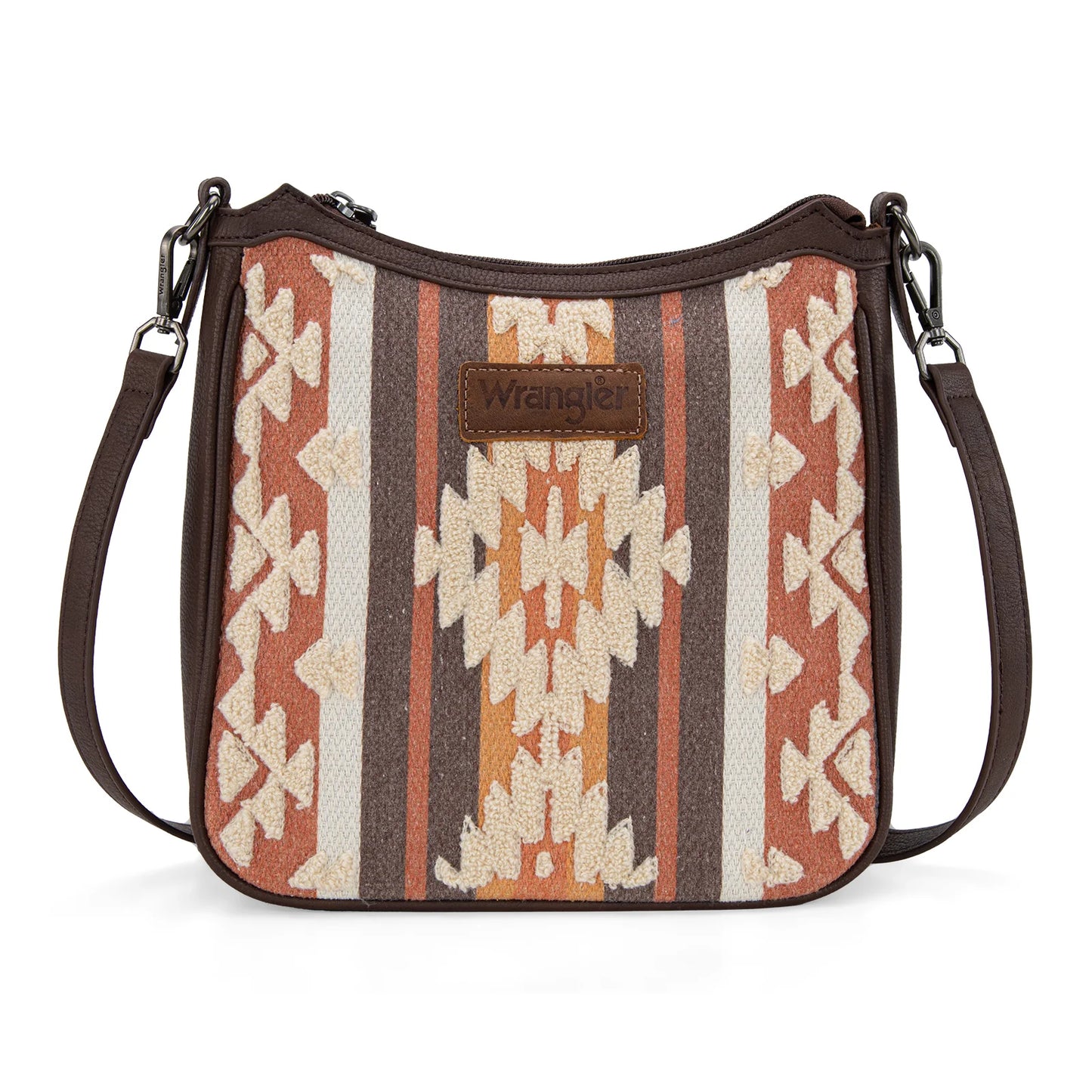 Wrangler Sherpa Aztec Canvas Crossbody - Coffee