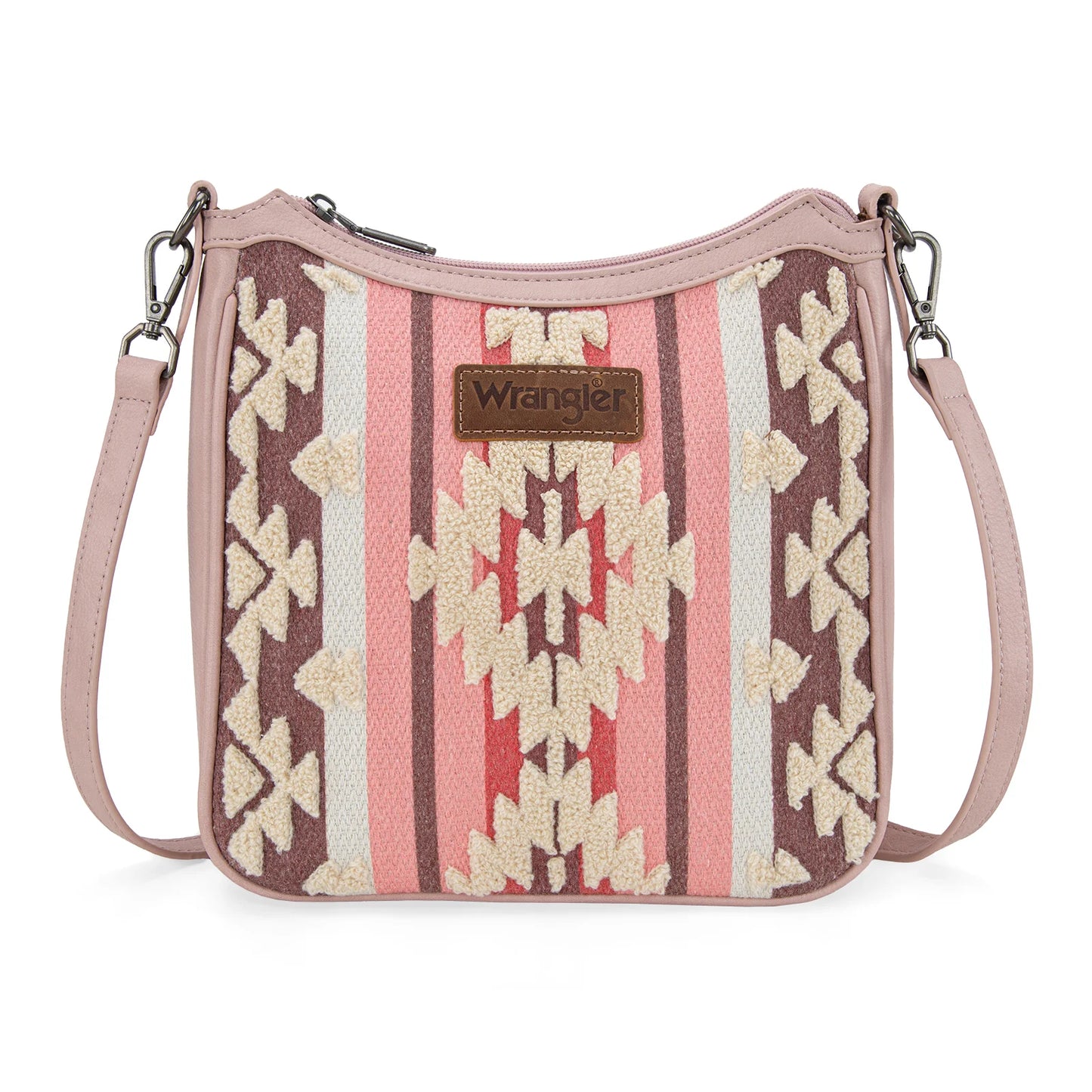 Wrangler Sherpa Aztec Canvas Crossbody - Dark Pink